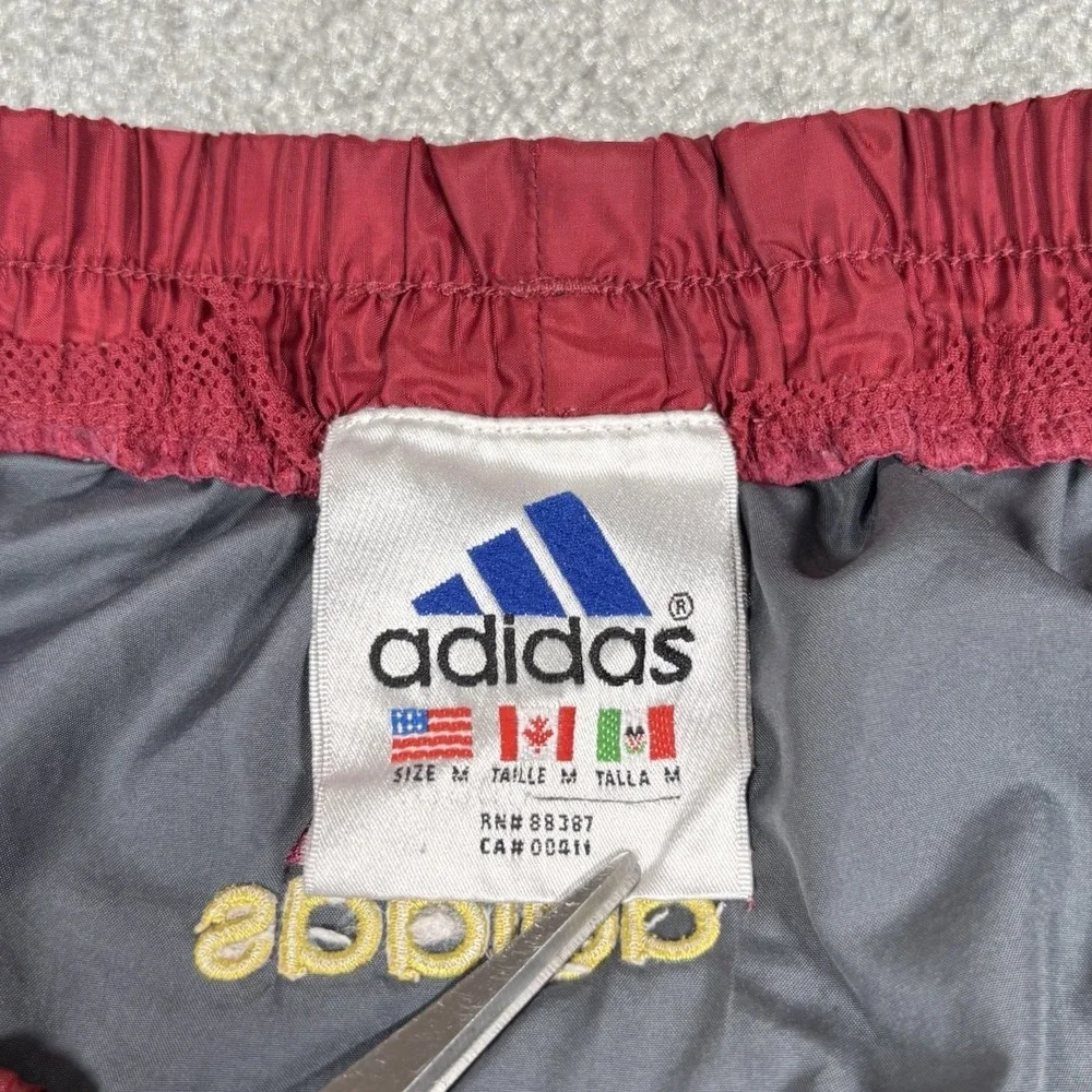 Vintage 90s Adidas Shorts Mens M Red Nylon Lightweight Running Soccer Gym Y2K